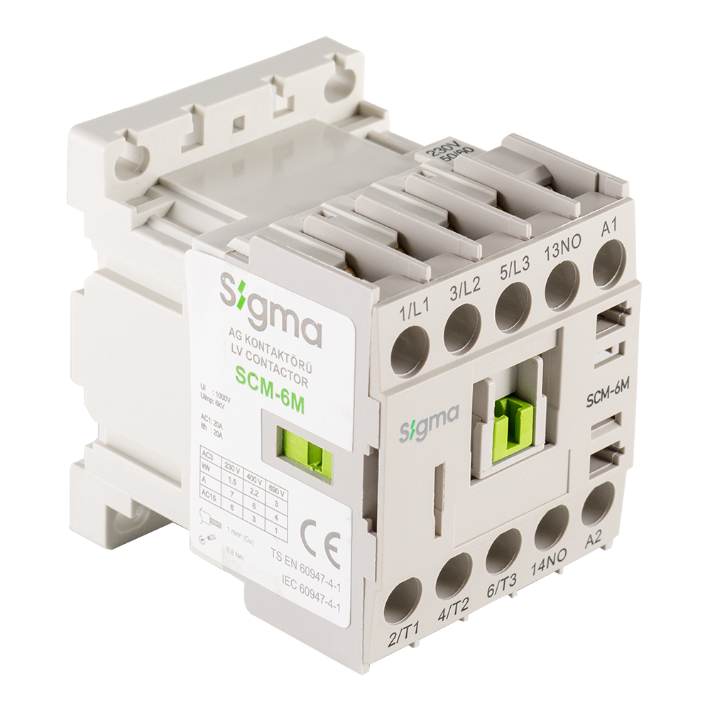 SCM-12M 5.5 kW 12 A 230V AC 1NO mini kontaktör