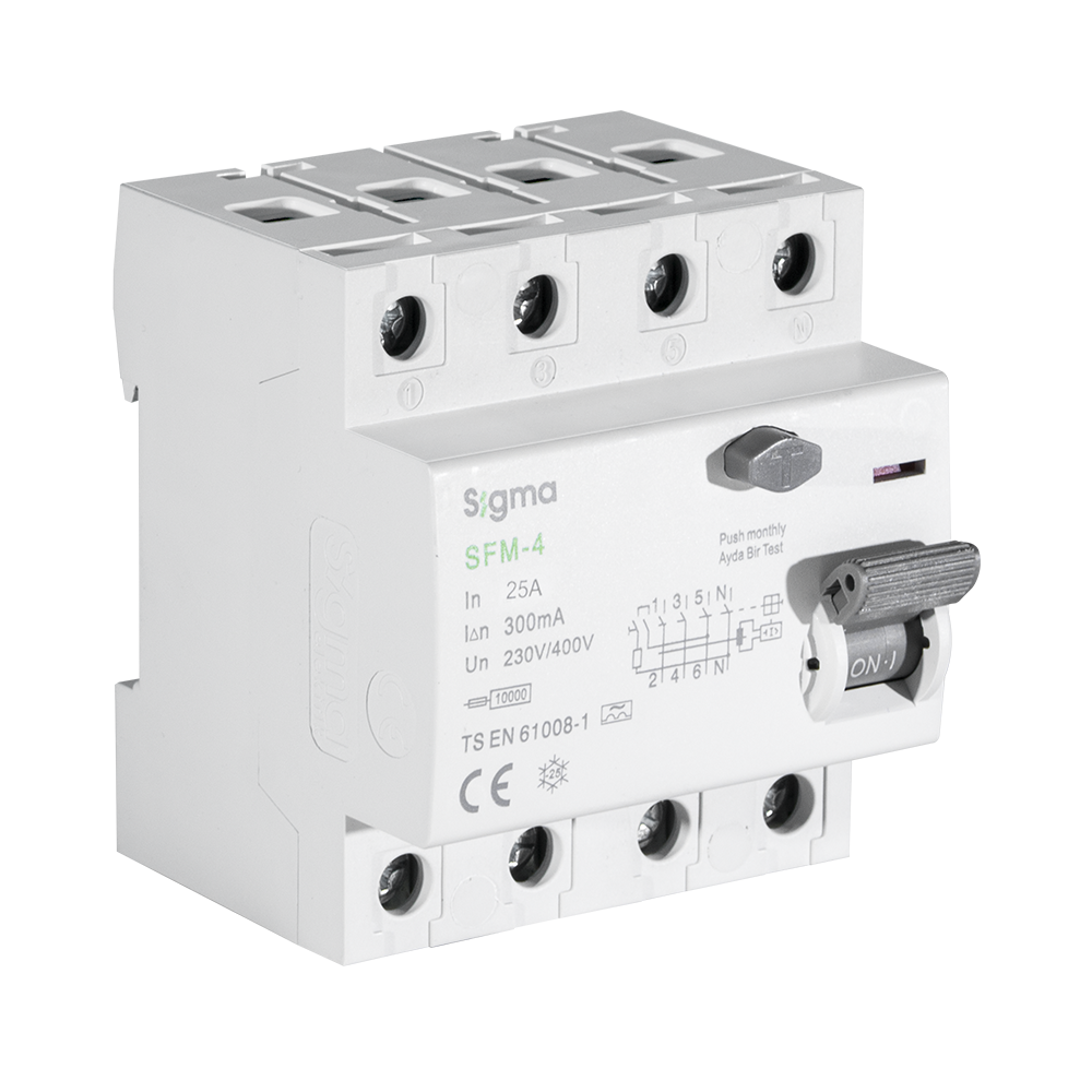 SFM 4P 30mA 25A 10KA KAÇAK AKIM KORUMA ŞALTERİ A TYPE