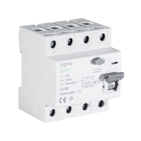 SGM 4P 30mA 10 kA 32A KAÇAK AKIM KORUMA ŞALTERİ AC TYPE