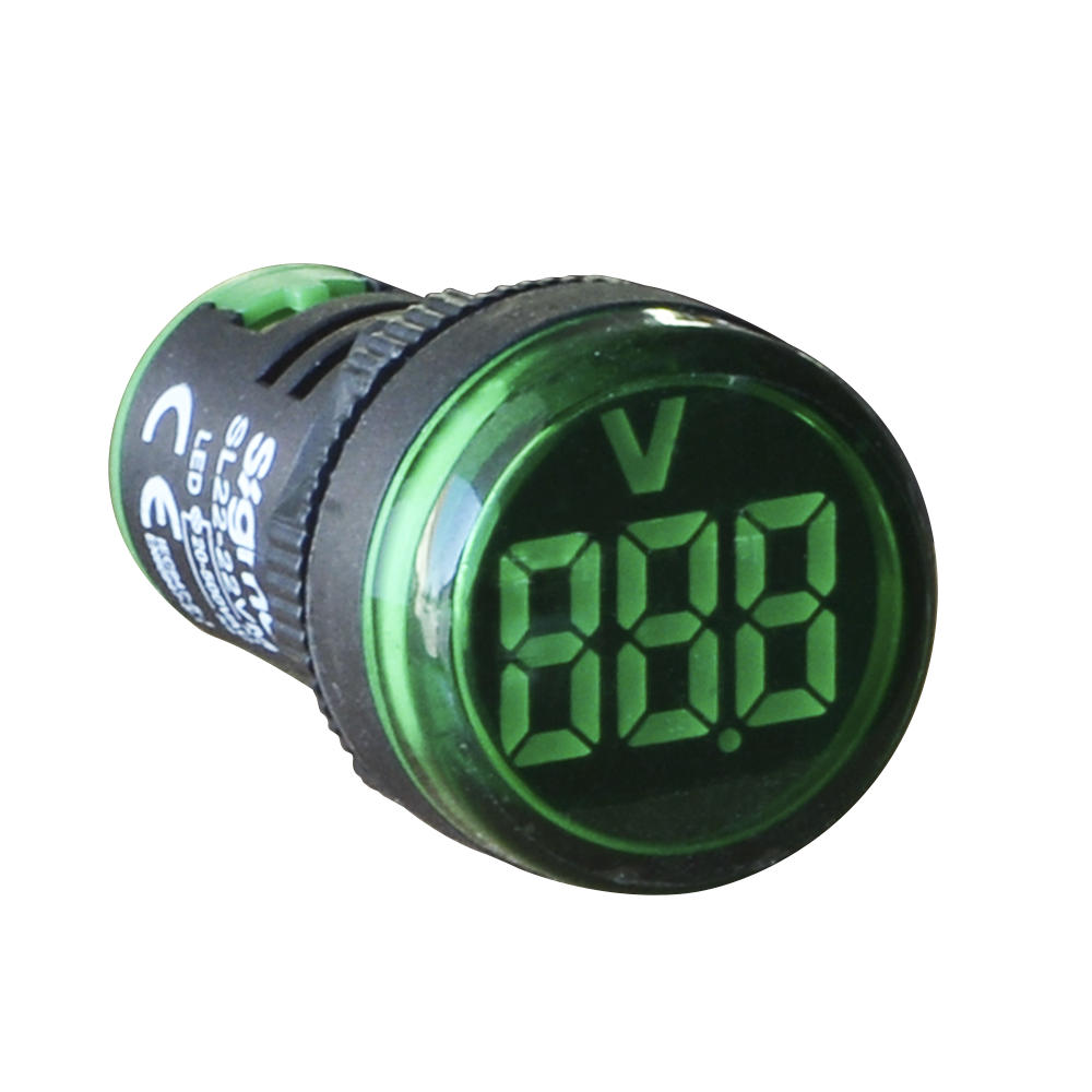 YEŞİL LEDLİ SİNYAL LAMBASI VOLTMETRELİ 12-500V AC