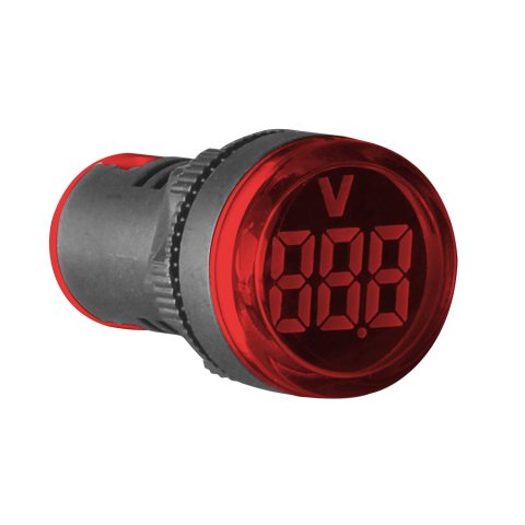 KIRMIZI LEDLİ SİNYAL LAMBASI VOLTMETRELİ 12-500V AC